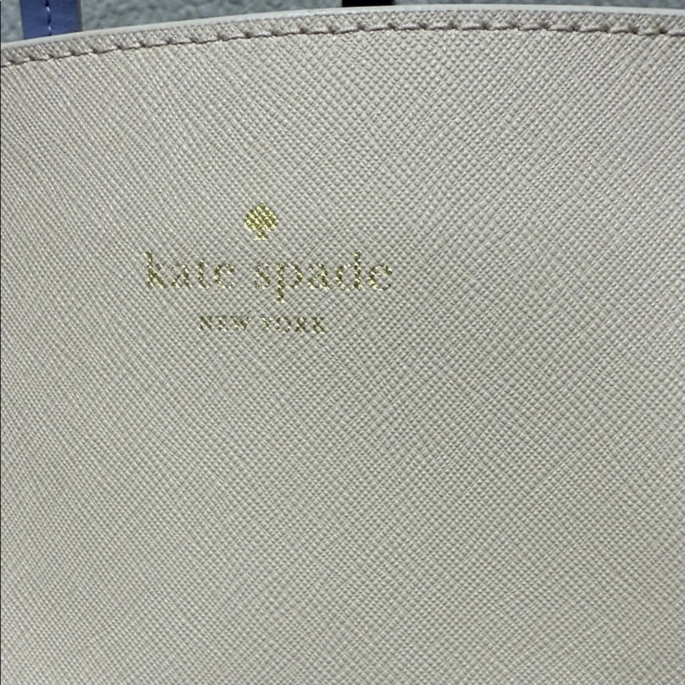 Kate Spade Beige Tote with periwinkle Interior